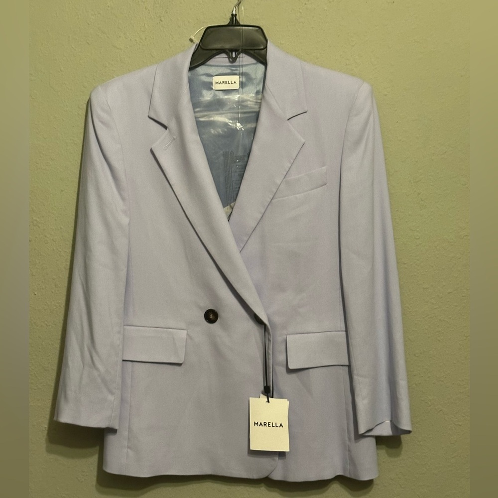 NWT MARELLA  Manisa Double-Breasted Blazer Light Blue - Picture 7 of 17